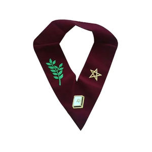 Custom V-Shaped Masonic <b>Collar</b> Embroidered With Cross Pattern Gold Trim Sew-On Badge Classical Design Fabric Garment Application - Product Image 6