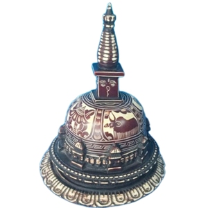 Escultura en miniatura intrincada Stupa artesanal de resina de arte budista de 7 pulgadas - Product Image 5