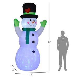 Pupazzo di Neve Natalizio Gonfiabile da 3 Metri con Cappello Nero e LED, Decorazione da Giardino per Esterni, Addobbi Natalizi Gonfiabili - Product Image 3