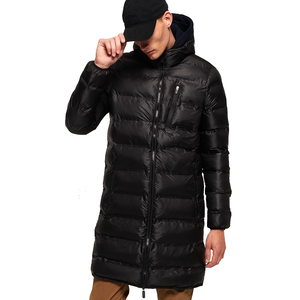 <b>Men's</b> <b>Long</b> Hooded Down Puffer Jacket Windproof Winter <b>Coat</b> Solid <b>Black</b> Zipper Closure Casual Style - Product Image 5