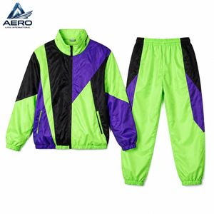 Conjunto Deportivo Cortavientos Impermeable Color Verde Neón, Traje de Nylon para Entrenamiento y Jogging, Ropa Casual, Precio al por Mayor - Product Image 1