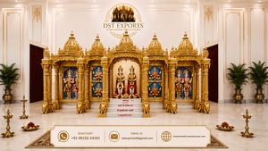 Templo de Madera Estilo Grand Haveli para Centro de Convenciones, Altar Hindú Dorado Personalizado para Centro Comunitario, Mandir Haveli de EE. UU. - Product Image 4