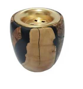 Brûleur d'encens hybride bois-résine avec insert en laiton, support de censer arabe Bakhoor, diffuseur d'arômes de table - Product Image 1