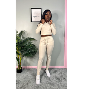 Ensemble de survêtement côtelé pour femme, pull à manches longues et pantalon de jogging, personnalisable avec logo, vente en gros - Product Image 4