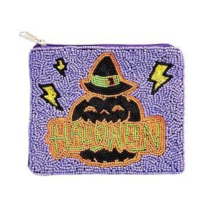 Porte-monnaie moyen pour fête d'Halloween, accessoire festif et fonctionnel, design en coton brodé effrayant, utilisation quotidienne, cadeaux de fête, fait main - Product Image 1