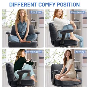 Chaise de bureau Criss Cross avec accoudoirs rabattables, tissu confortable, siège large réglable et coussin épais, roulettes incluses - Product Image 2