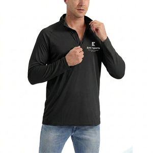 Camiseta de Protección UV UPF 50+ para Hombre, Manga Larga, Cierre de 1/4, Secado Rápido, Ligera, para Correr, Senderismo, Pesca - Product Image 1