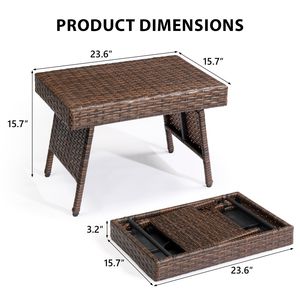 Tavolino Pieghevole da Esterno Leggero in Rattan PE con Telaio in Acciaio Resistente per Giardino, Cortile e Bordo Piscina - Product Image 3