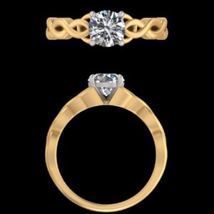 แหวนหมั้นเพชรทรงกลม 1.1 กะรัต ได้รับการรับรองจาก IGI เพชรเพาะเลี้ยงในห้องปฏิบัติการ แหวนแต่งงานทองคำขาว 14K 18K ดีไซน์เกลียวแบบอินฟินิตี้ เครื่องประดับสำหรับผู้หญิง - Product Image 3