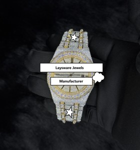 Reloj de Lujo para Hombre, de Acero Inoxidable con Incrustaciones de Diamantes, Cristal VVS Moissanite, Resistente al Agua 10m, 42mm, Cuarzo, Elegante - Product Image 1