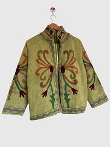 Veste en velours brodée de fleurs, col mandarin, manches longues, grande taille, vêtements d'hiver pour femmes, style élégant - Product Image 3