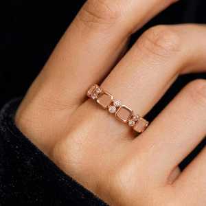 Bague éternité en argent sterling 925 avec sertissage octogonal 5x5mm et accents de zirconium cubique ronds, pour la création de bijoux personnalisés avec résine, cendres ou lait maternel - Product Image 3