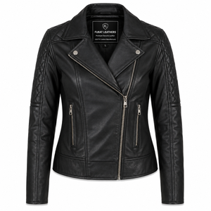 Blouson de moto Flashback rose en cuir de vachette avec fermeture éclair, col ouvert, coupe-vent en polyester tricoté, idéal pour l'automne - Product Image 1