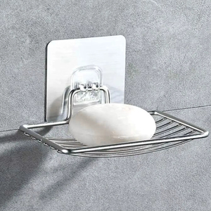 Support à savon mural en acier inoxydable 1 pièce - Sans perçage, sans clou, pour salle de bain, à couche unique, avec drain, fixation par ventouse - Nouveau design - Product Image 6