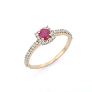 14K Solid Gold Hip Hop Ruby <b>Ring</b> Set-<b>Resizable</b> Wedding Band - Product Image 2