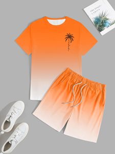 Classic Sun Faded <b>Shirt</b> and Shorts Set Men's Vintage Washed T <b>Shirt</b> and Shorts Two Piece Matching Streetwear Casual <b>Summer</b> - Product Image 2