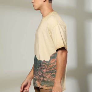 Custom Men's Oversized Short Sleeve T-Shirt With <b>Mountain</b> Print 100% Cotton Jersey O-Neck Casual Style T-Shirt For Men - Product Image 5