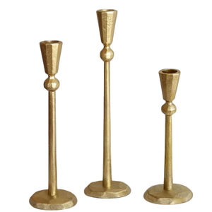 Porte-bougie conique moderne en laiton avec motif côtelé, élégant chandelier sculptural en métal pour la décoration de table centrale à la maison - Product Image 6