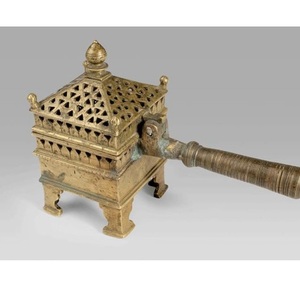 Brûleur d'encens de haute qualité avec poignée en bois, fait main, pour usage religieux, toutes saisons, pot à encens doré - Product Image 3