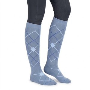 NUEVOS Calcetines de Equitación hasta la Rodilla, Personalizados, de Lujo Moderno, de Algodón con Diseño Azul Argyle - Product Image 1