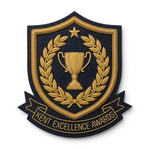 Private Label Hand Embroidered Bullion Badge Custom Achievement Award Gold Wire Presentation Insignia Merit Honor Emblem Bulk - Product Image 6