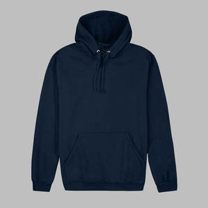 Sudadera con Capucha Azul Marino para Hombre, Corte Regular, Color Sólido, Informal, Manga Larga, Tejido de Rizo Francés - Product Image 5