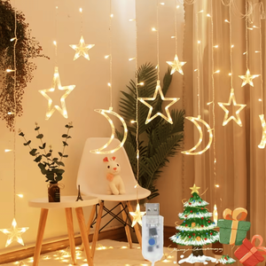 Luce Notturna LED a Colori Caldi da 11,5 Piedi con Cielo Stellato e Luna, Schermo Decorativo per Arredamento Casa - Product Image 1