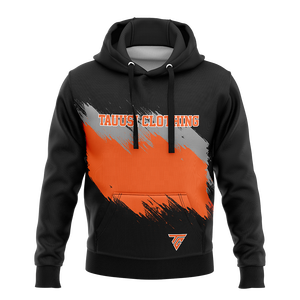 Sweat-shirt à capuche noir pour homme, dernier design, sportswear, sublimation, motif orange, pull-over confortable en molleton French Terry, idéal pour la gym - Product Image 1
