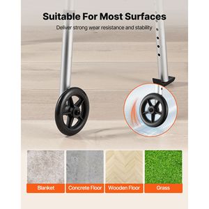 Deambulatore Pieghevole a 2 Pulsanti con Ruote da 5 Pollici e 8 Livelli di Regolazione dell'Altezza - Capacità di Carico 350 Libbre - Leggero in Alluminio - Product Image 5