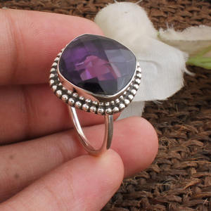 Natural Amethyst <b>Cushion</b> <b>Ring</b> 925 Sterling Silver Purple Gemstone <b>Ring</b> Wholesale Genuine <b>Cushion</b> Cut Amethyst Jewelry for Women - Product Image 6