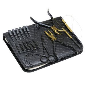 Kit d'outils pour extensions de cheveux avec petites ciseaux, pinces à perles, crochet d'installation pour extensions, clips à bec de canard - Product Image 4