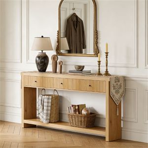 Stylish Rectangular <b>Sofa</b> <b>Table</b> with Storage Main Console and Foyer <b>Table</b> Set - Product Image 2