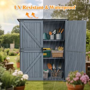 Armadio da Esterno 55.1"L X 29.1"W X 68.9"H, Casetta da Giardino con Struttura in Metallo per Cortile, Patio o Prato - Product Image 4