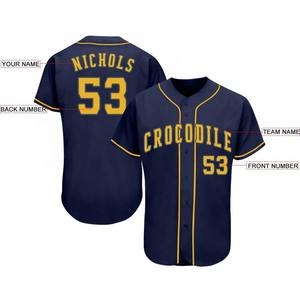 Camiseta de béisbol personalizada en azul marino y dorado, uniforme deportivo de equipo, transpirable, de poliéster, con botones, para hombres y mujeres - Product Image 5