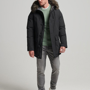 Parka mi-longue pour homme avec logo personnalisé, en duvet d'oie de luxe, épaisse et chaude, en toile, pour un style décontracté en extérieur, idéale pour l'hiver rigoureux - Product Image 3