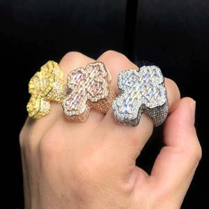 VVS Moissanite <b>Cross</b> <b>Ring</b> 925 Sterling <b>Silver</b> Iced Out Baguette Cut Neo-Gothic Christian Rhodium Plated Cocktail <b>Ring</b> Wedding - Product Image 2