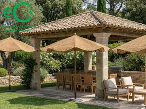 Sombrilla de patio para exteriores de tamaño personalizado al por mayor, parasol de fibra de coco natural, parasol de coco tejido a mano - Product Image 5