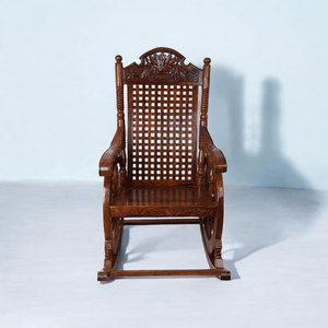 Handcrafted Wooden Rocking <b>Chair</b> Antique Carved Armchair <b>Vintage</b> Lounge <b>Chair</b> with Lattice Backrest for Living Room Wholesale - Product Image 2
