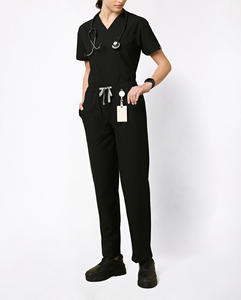 Combinaisons d'infirmières à manches courtes en polyester et élasthanne, étiquette privée du fabricant, pour hommes et femmes, uniformes médicaux d'hôpital - Product Image 3