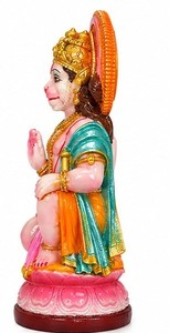 Estatua de Resina Hecha a Mano de Hanuman Ji en Posición Sentada, Escultura Colorida del Dios para Decoración del Hogar, Oficina y Templo en Diwali - Product Image 3