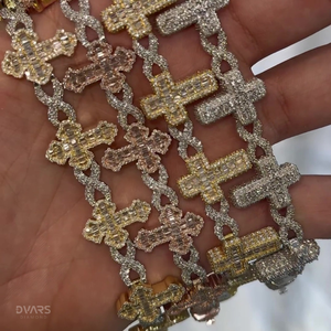 VVS1 Baguette Moissanite <b>Cross</b> Link <b>Pendant</b> 925 <b>Sterling</b> <b>Silver</b> Iced Link Cuban Luxury Rhodium Plated Certified Unisex Bling - Product Image 5