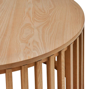 Modern Light Luxury Solid <b>Wood</b> <b>Round</b> <b>Coffee</b> <b>Table</b> With Vertical Slatted Base For Hotel Living Room Apartment - Product Image 6