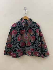 Chaqueta Bomber de Nylon Ecológica, Reversible, Resistente al Viento, Acolchada de Algodón Transpirable, Bordada con Letras, Estilo Boho, Tejida a Mano, Tipo Suzani Kantha - Product Image 5