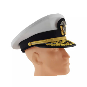 Chapeau de capitaine de marin personnalisé stock vente en gros de casquettes de marine vintage pour femmes casquettes de marine feutre de laine haut plat casquette de marine en coton - Product Image 3