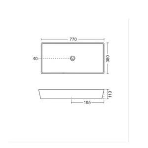770x380x110mm glossy white rectangular wall hung ceramic wash basin floating semi pedestal modern - Product Image 6