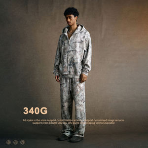 Pantalon de survêtement pour homme, automne, 340 g/m², polaire, imprimé camouflage, coupe ample, décontracté, taille élastique, cordon de serrage - Product Image 5