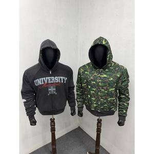 Sweat à capuche double couche pour homme, entièrement zippé, imprimé camouflage, en polaire épaisse, coupe oversize, chaud, décontracté, streetwear, veste pour l'extérieur - Product Image 1
