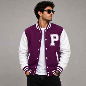 Custom <b>Black</b> Baseball Bomber Varsity <b>Jacket</b> Chenille Applique Embroidered Patches Logo Racing College <b>Jacket</b> OEM - Product Image 2