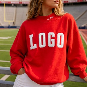 Sweat-shirt en tricot pour femmes grande taille personnalisé, 100% coton, col montant, logo brodé vintage, vêtements décontractés - Product Image 2