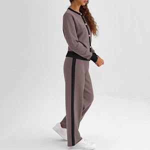 Conjunto Deportivo Informal de 2 Piezas para Mujer, en Algodón Sólido, con Sudadera y Pantalones Deportivos, Corte Holgado, Ecológico - Product Image 3